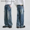 APO Men's Wear: New washed workwear jeans for autumn and winter, men's high-end high street fashion loose straight-leg pants Specification image